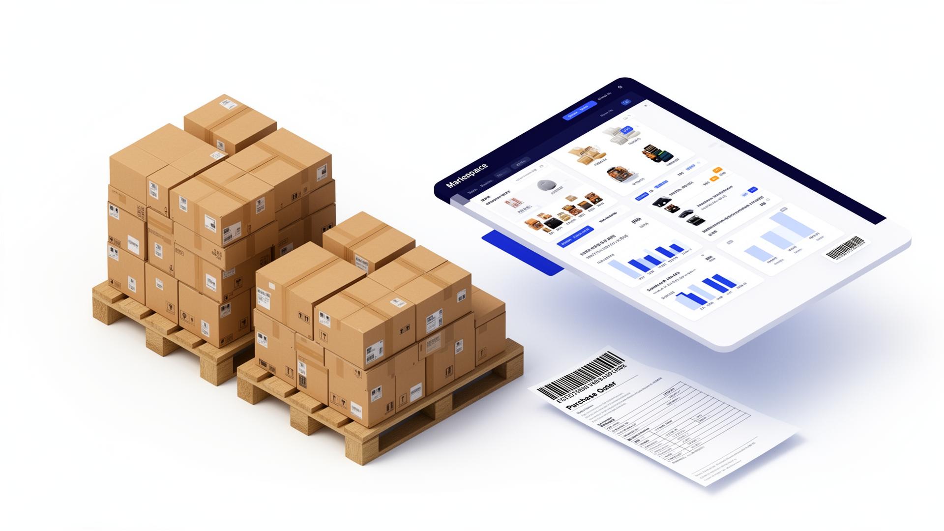 Wholesale inventory pallets with marketplace dashboard and purchase order